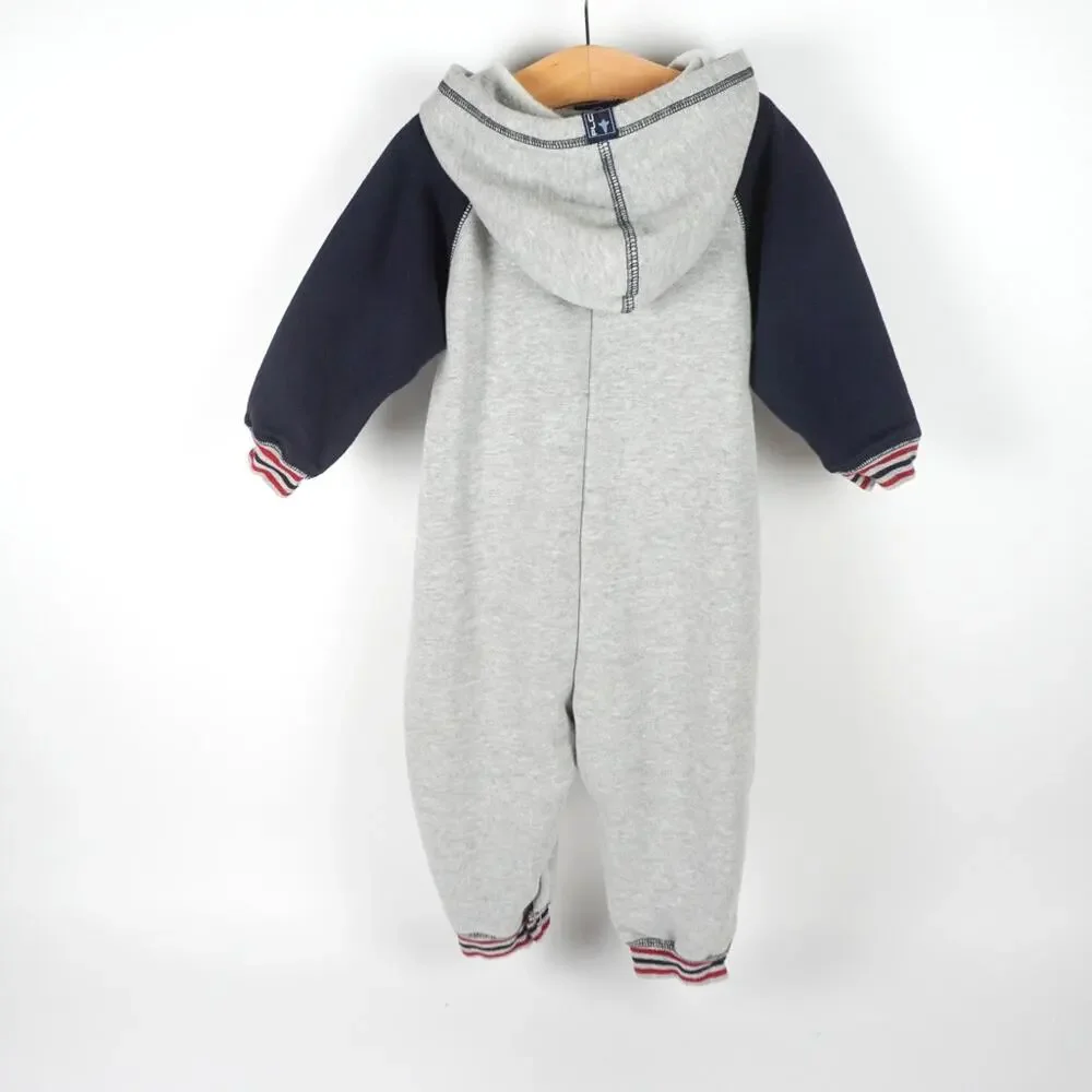 The Children's Place One-Piece Fleece Hooded Rocket Ship Coverall Gray Baby 18m‎